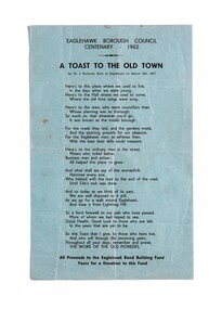 Ephemera, Eaglehawk Borough Council, A Toast To The Old Town, 1962