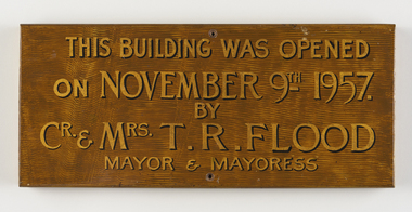 Sign - Opening of unknown building, 1957