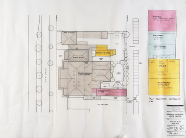 Plan, Carr Marshall Day Associates Pty Ltd, Bendigo Regional Arts Centre site plan, 1998