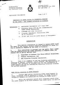 Work on paper - Minute Ownership of Firearms, Ownership of Firearms by the AIRTC 1984