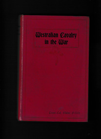 Book, Alexander McCubbin, Westralian Cavalry in the War, 1921