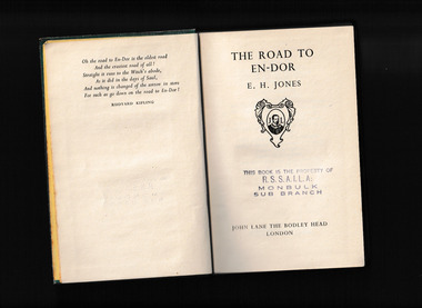 Book, EH Jones, The road to En-Dor : being an account of how two prisoners of war at Yozgad in Turkey won their way to freedom, 1937