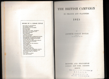 Book, Arthur Conan Doyle, The British campaign in France and Flanders 1915, 1917