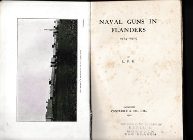 Book, Naval guns in Flanders, 1914-1915, 1920