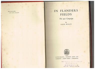 Book, Greenwood Press, In Flanders fields : the 1917 campaign, 1958
