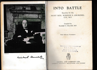 Book, Cassell, Into battle : speeches / by Winston S. Churchill, 1941