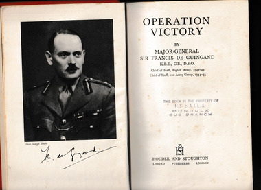 Book, Francis Wilfred De Guingand, Operation Victory, 1947