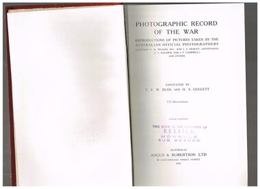 Book, Angus & Robertson Ltd, The Official history of Australia in the War of 1914-1918: Photographic record of the war, 1921-1942