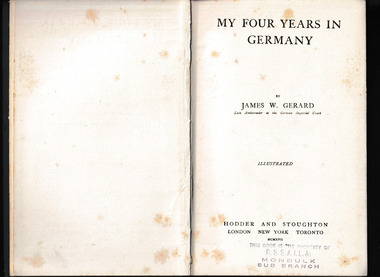 Book, Hodder and Stoughton, My four years in Germany, 1917