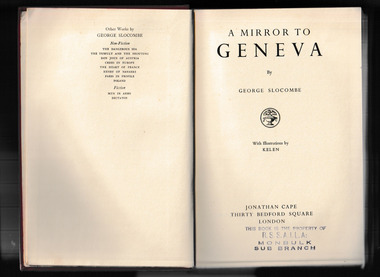 Book, George Slocombe. et al, A mirror to Geneva : its growth, grandeur, and decay, 1937