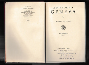 Book, George Slocombe, A mirror to Geneva : its growth, grandeur, and decay, 1937