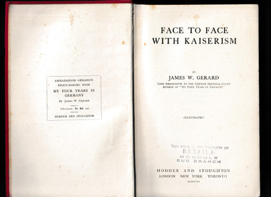 Book, Hodder and Stoughton, Face to face with Kaiserism, 1918