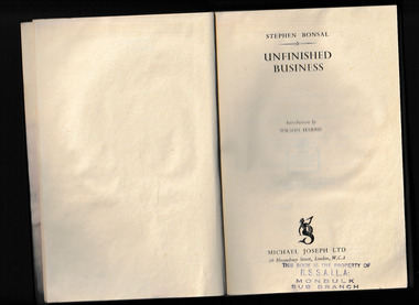 Book, Michael Joseph, Unfinished business, 1944