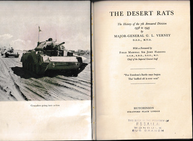 Book, The desert rats : the history of the 7th Armoured Division 1938 to 1945, 1954