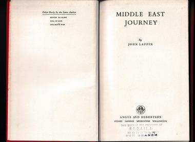 Book, Angus & Robertson, Middle East journey, 1958