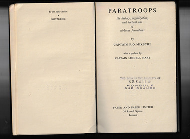 Book, Faber and Faber, Paratroops, 1943