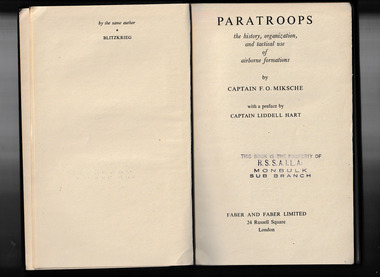 Book, Faber and Faber, Paratroops, 1943