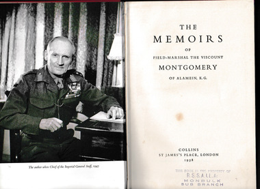 Book, Bernard Law Montgomery, The memoirs of Field-Marshal the Viscount Montgomery of Alamein, K.G, 1958