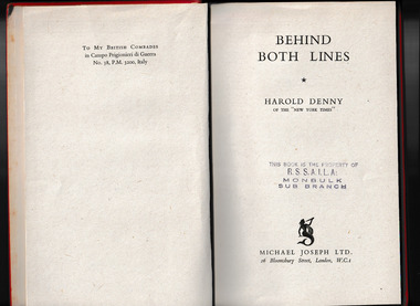 Book, Michael Joseph, Behind both lines, 1943