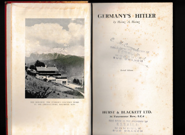 Book, Hurst & Blackett, Germany's Hitler, 1938