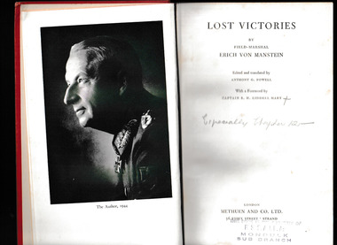 Book, Erich von Manstein, Lost victories, 1958