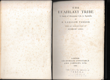Book, K. Langloh Parker, The Euahlayi tribe : a study of Aboriginal life in Australia, 1905