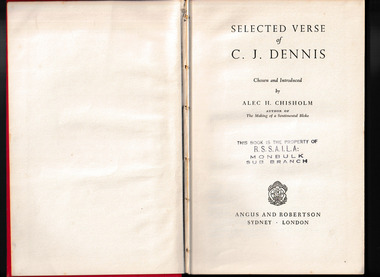Book, Angus And Robertson, Selected verse of C. J. Dennis, 1951