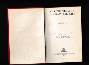 Book, Home Entertainment Library, For the term of his natural life, 1935