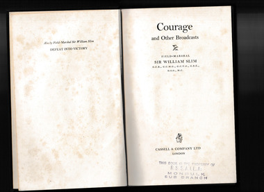 Book, Sir William Slim, Courage : and other broadcasts, 1957