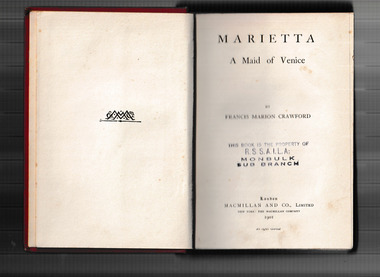Book, Francis Marion Crawford, Marietta a maid of Venice, 1901