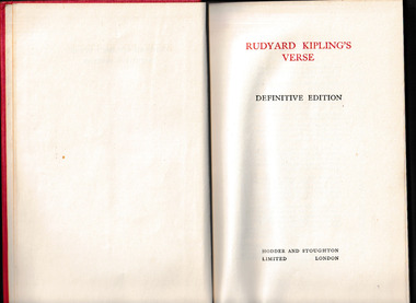 Book, Hodder and Stoughton, Rudyard Kipling's verse : definitive edition, 1940