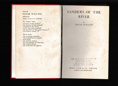 Book, Edgar Wallace, Sanders of the river, 1945