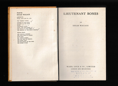 Book, Edgar Wallace, Lieutenant Bones, 1945?