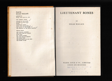 Book, Edgar Wallace, Lieutenant Bones, 1945?
