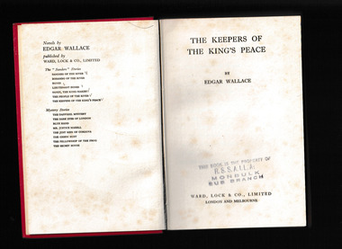 Book, Edgar Wallace, The keepers of the King's peace, 1927