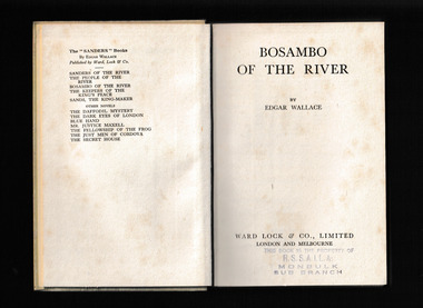 Book, Edgar Wallace, Bosambo of the river, 1952
