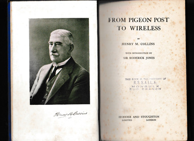 Book, Henry M Collins, From pigeon post to wireless, 1925