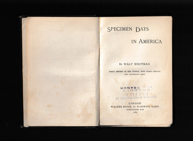 Book, Walter Scott, Specimen days in America, 1887