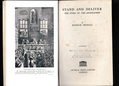 Book, Patrick Pringle, Stand and deliver : the story of the highwaymen, 1951