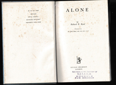 Book, Spearman, Alone, 1957