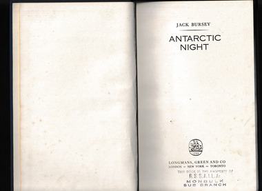 Book, Longmans, Green and Co, Antarctic night, 1958