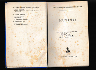 Book, Charles Nordhoff  et al, Mutiny, 1933