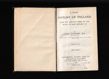 Book, A short history of England from the earliest times to the death of King Edward VII, 1910