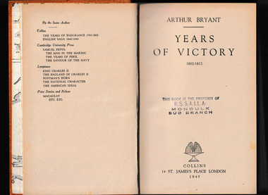 Book, Collins et al, Years of victory, 1802-1812, 1945