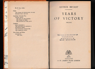 Book, Collins, Years of victory, 1802-1812, 1945