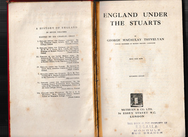 Book, George Macaulay Trevelyan, England under the Stuarts, 1930