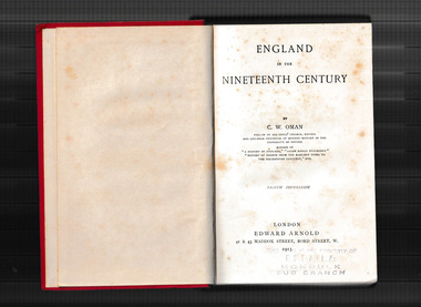 Book, Charles Oman, England in the nineteenth century, 1909