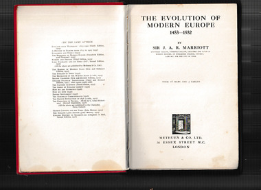 Book, J.A.R  Marriott, The evolution of modern Europe : 1453-1939, 1933