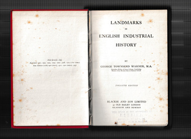 Book, Blackie, Landmarks in English industrial history, 1913