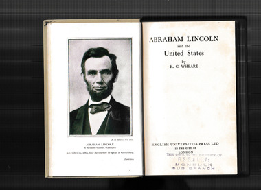 Book, English Universities Press, Title Abraham Lincoln and the United States, 1955